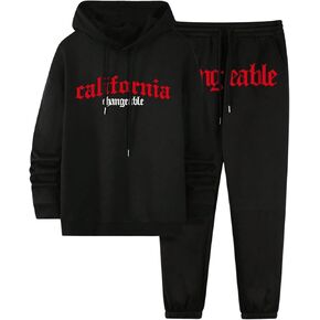Men's 2 Piece Athletic Jogging Suits Long Sleeve Graphic Hoodies and Drawstring Drippy Jogger Sweatpants Set