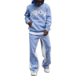 GORGLITTER Men's Sweat Suits 2 Piece Sets Graphic Hoodie and Wide Leg Sweatpants Jogging Suits
