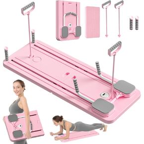 JANUA Pilates Board - 2024 Pilates Reformer Set, Multi-Purpose Foldable Pilates Reformer Board for Home, 5 in 1 Pilates Sliding Board (Pink)