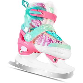 Adjustable Snowflake Ice Skates for Kids Boys Girls, Comfort Lining Ice Skating Shoes Every Winter Adventure for Beginner - Ages 3-12,Green & Pink,Purple