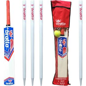 Cricket Set Wooden Kids & Adult Includes Cricket Bat Tennis Ball Stumps and Bag Perfect Starter Set