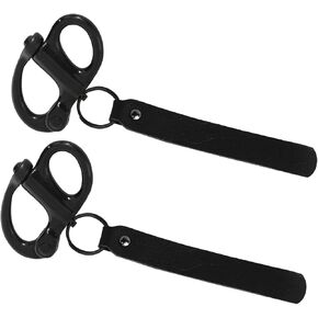 2-Pack Quick Release Clip Shackle for SCBA Mask - Firefighter Accessories, Quick Release Lanyard, Marine Grade 316 Stainless Steel Shackle for Rigging with Leather Handle（Black）