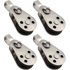 4PCS Stainless Steel Nylon Marine Pulley,Pulley Block Rope Rope Runner Kayak Pulley Single Pulley Bearing Block Rope Runner,Suitable for 0.08" to 0.32" Ropes,for Sailboats,Yachts,Ship Pulleys