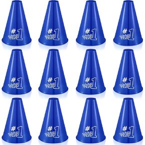 12 Pcs Cheer Megaphone We're #1 Cheers Party Noisemaker Plastic Megaphone for Cheerleader Cheerleading Party Favors Sports Match Outdoor Activities