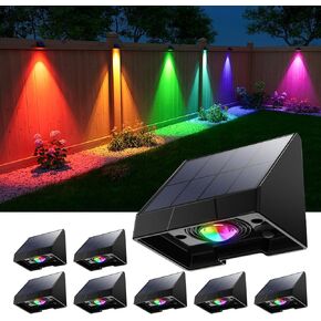 12 Pack Decorative Solar Powered Fence Lights Outdoor Waterproof with Warm White LED Spot Lens, for Outside Deck, Patio, Yard, Rail, Garage, Designed for Wall Lighting, Easy Install ( White Shell )