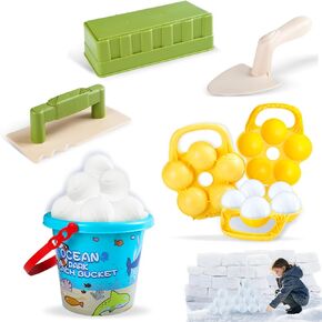 6pcs Kids Play Snow Toys, Snowballs Makers Mold Snow Brick Maker, Outdoor Winter and Summer Fun Toys For Kids Ages 4-8,Snowball Fight In a Bucket,Beach Chases,Snow Fort Building Kit Travel Sand Toys