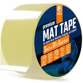 3 Inch Clear Mat Tape for Wrestling Grappling Gymnastics Jiu Jitsu MMA Floor | Exercise Roll Out Mats Foam Tiles | Home Mats & Gym Floor Tape