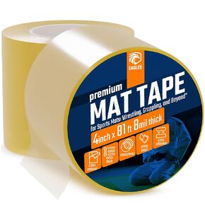 2 Pack 4 Inch Clear Mat Tape for Wrestling Grappling Gymnastics Jiu Jitsu MMA Floor | Exercise Roll Out Mats Foam Tiles | Home Mats & Gym Floor Tape