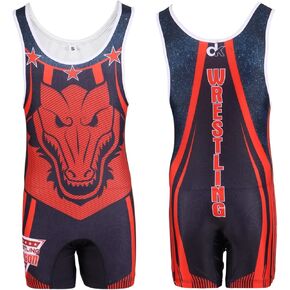 Dragon Wrestling Singlets for Men, Polyester-Lycra Blend, Breathable, Flatlock Stitching