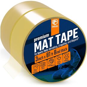 2 Pack Clear Mat Tape 3 Inch for Wrestling Grappling Gymnastics Jiu Jitsu MMA Floor | Exercise Roll Out Mats Foam Tiles | Home Mats & Gym Floor Tape