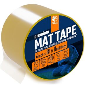 4 Inch Clear Mat Tape for Wrestling Grappling Gymnastics Jiu Jitsu MMA Floor | Exercise Roll Out Mats Foam Tiles | Home Mats & Gym Floor Tape