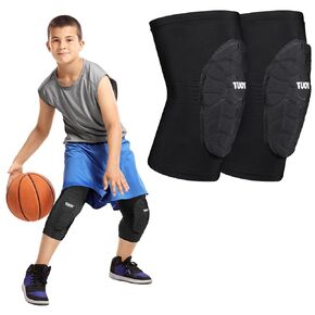 Compression Padded Knee Sleeves for Basketball Football Volleyball (2 Pack), Knee Brace Support Protector for Boys,Girls,Youth&Adult Size