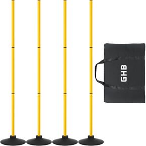 GHB Agility Poles 4 Pack 50" Sports Soccer Training Poles,Detachable Speed Training Equipment Football Accessories with Rubber Base