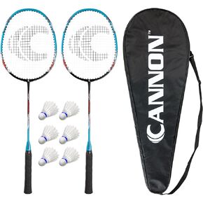 Cannon Sports Badminton Racket Set for Adults and Kids Includes 2 Racquets, 6 Shuttlecocks, Carry Bag Perfect for Backyard, Beach, Park Play