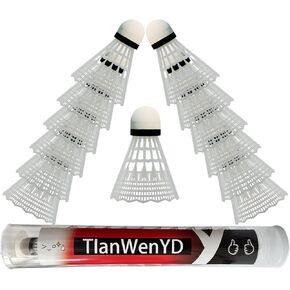 12 Packs Badminton Shuttlecocks Nylon Feather Shuttlecocks Badminton Birdies with Great Stability and Durability for Indoor Outdoor Sports Hight Speed Training Badminton Balls (White)