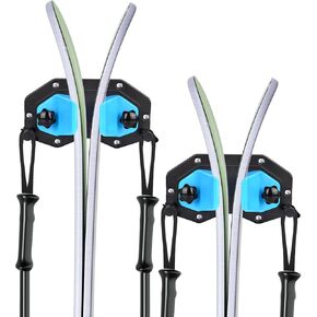 Hikeen Ski Wall Mount, Snowboard Wall Mount, Wall Mounted Ski Storage Rack for Garage Organizer System, Fits Any Ski/Snowboard Display(2Pack)