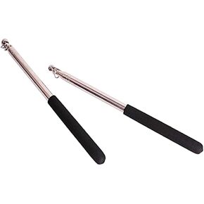 Nimiman 1 Pair Belly Dance isis Wings Sticks Portable Telescopic Stainless Steel Sticks (Black)