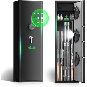 4-5 Gun Safe for Home Rifle and Pistols, Electronic Rifle Safe, 54" Quick Access Gun Cabinets,Heavy-Duty Rilfe Security Safe for Shotguns with Dual Alarm System, TYPE-C Keypad, Removable Shelf