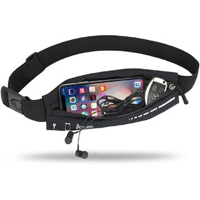 Slim Running Belt for Women Men,Runners Fanny Pack Phone Holder,Run Pouch Waist Belt for Workout Jogging,Money Belt Running Gear Accessories(Black)