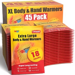 Large Hand & Body Warmers - Up to 18 Hours of Heat, Super Long Lasting - Easy, All Natural - Air Activated, for Body, Hands & Toes - Odorless Hot Hand Warmer - Sport Temp