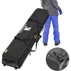 Rolling Ski Bag with Wheels for Air Travel,Padded Double Ski Bag to Hold 2 Pairs of Skis up to 175 or 190 cm.