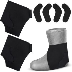 Syhood 2 Pcs Ski Snowboard Boot Fitting Liner Sleeves with 4 Pcs J Bar Boot Fitting Pads, Ski Boot Foam Padding Ankle Wrap Boot Liner Inserts to Reduce Heel Lift Ankle Blisters, Size L
