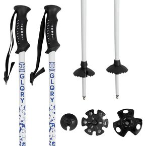Ski Poles for Adults by Glory Poles - Ultra Durable Downhill 6 Series Aluminum Shaft Ski Poles for Men and Women - Snow Skiing Gear for All Mountain, Free Style Skiing