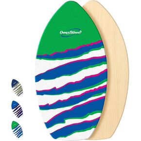 Own the Wave New Zealand 'Claw Strike' Skimboard with Colored EVA Grip Pad and High Gloss Clear Coat Wooden Skim Boards for Kids and Adults | Choose from 2 Sizes and Traction Pad Color