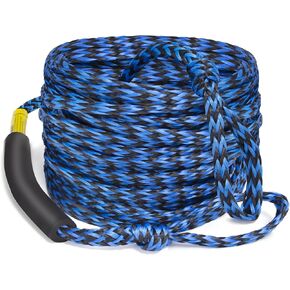 Boat Tow Rope for Tubing, 60FT Tube Boating Ropes Heavy Duty Thick for Ski Float Water Skiing with Floating Foam Wakeboard Towable Tube with Bag Yellow and Black