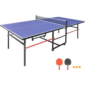 8ft Table Tennis Table Foldable & Portable Ping Pong Table Set for Indoor & Outdoor Games with Net, 2 Table Tennis Paddles and 3 Balls