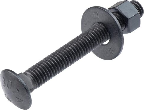 1/2 in. x 3-1/2 in. Black Carriage Bolt Kit Includes 12 Bolts, 12 Washers, and 12 Nuts, Ceramic Black Ruspert Coated for Exterior Use - 2X Rust Resistance of Galvanized by Makers Bolt in Saudi Arabia