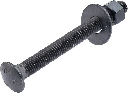 1/2 in. x 3-1/2 in. Black Carriage Bolt Kit Includes 12 Bolts, 12 Washers, and 12 Nuts, Ceramic Black Ruspert Coated for Exterior Use - 2X Rust Resistance of Galvanized by Makers Bolt in Saudi Arabia