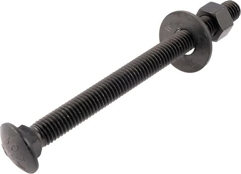 1/2 in. x 3-1/2 in. Black Carriage Bolt Kit Includes 12 Bolts, 12 Washers, and 12 Nuts, Ceramic Black Ruspert Coated for Exterior Use - 2X Rust Resistance of Galvanized by Makers Bolt in Saudi Arabia