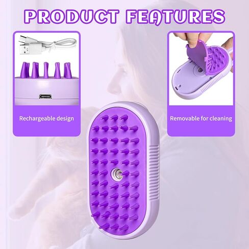 Spritz Defur Comb for Cats, New 3-in-1 Cat Steam Brush for Massaging and Cleaning Shedding Pets, Comb for Long and Short Hair Cats and Dogs Grooming Tool (White) in Saudi Arabia