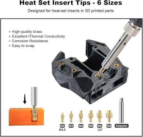 أداة إدخال مجموعة حرارة مكواة اللحام الرقمية بقدرة 90 وات مع أطراف لحام إضافية، ونصائح إدراج مجموعة الحرارة، وإدراج ملولب، وصواميل نحاسية لإدراج الحرارة in Kuwait