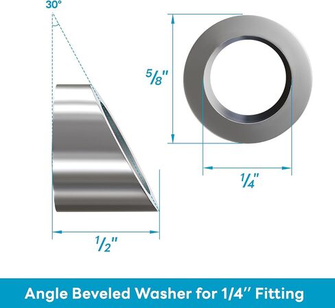 1/4" ID Angle Washers for Cable Railing Stair Ends, Stainless Steel 30 Degree Angle Beveled Washer for 1/8 Inch to 3/16 Inch Cable Railing, 20 Pack Cable Railing Angled Washer in Kuwait