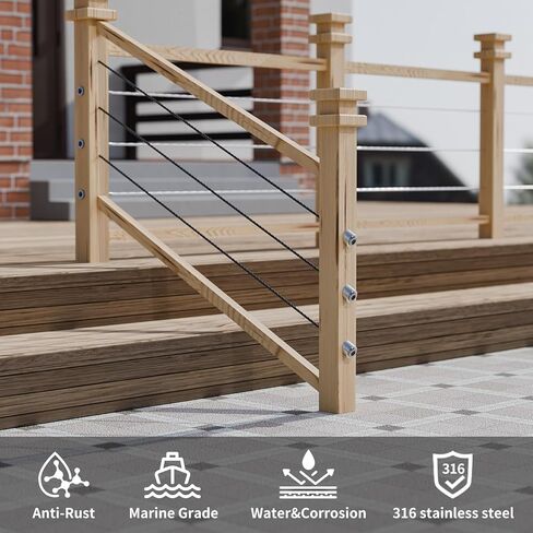 1/4" ID Angle Washers for Cable Railing Stair Ends, Stainless Steel 30 Degree Angle Beveled Washer for 1/8 Inch to 3/16 Inch Cable Railing, 20 Pack Cable Railing Angled Washer in Kuwait