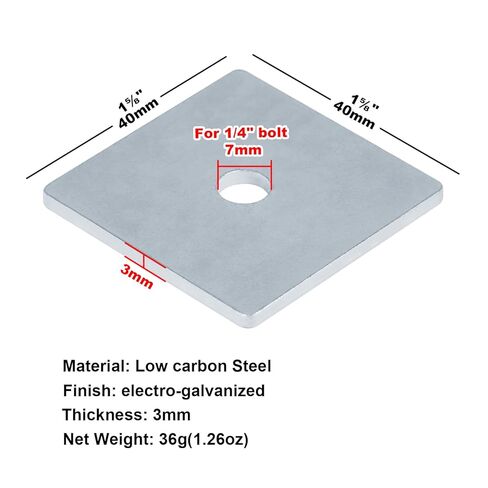 GBGS 20 قطعة 1-5/8 بوصة × 1-5/8 غسالة أطباق مربعة، تقبل مسمار 1/4 بوصة، غسالة مسطحة سميكة 1/8 بوصة in Kuwait
