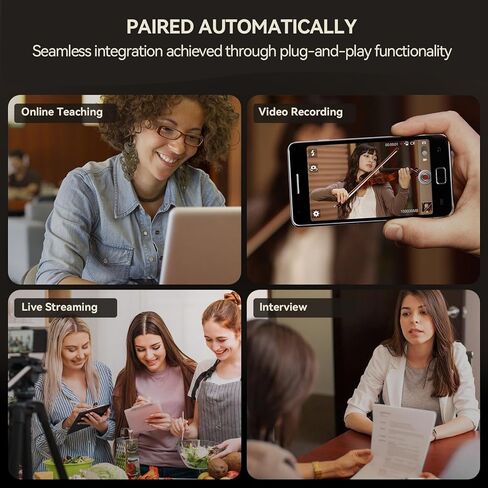 Wireless Lavalier Microphone for Android, Mini Microphone, Noise Reduction, 2.4G Ultra-Low Delay | 8-Hour Battery | 48kHz | 66FT Profession Mic for YouTube, Recording, Vlog, TikTok in Saudi Arabia