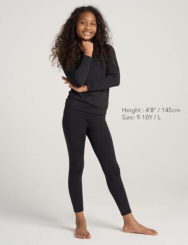 مجموعة ملابس داخلية حرارية للفتيات من لاباسا، مبطنة بالصوف، طبقة أساسية طويلة من جون، بأكمام طويلة وأسفل للتزلج في فصل الشتاء البارد G03 11-12 سنة Thermoflux G03: أسود in Kuwait