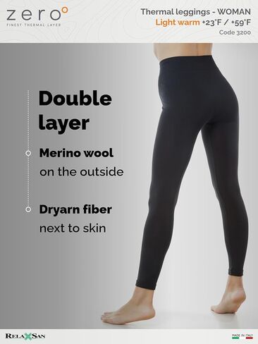 Relaxsan Zero 3200 – Women's Thermal Long Johns Breathable Base Layer Leggings in Dryarn Fiber and Merino Wool in Saudi Arabia