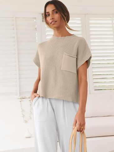 ANRABESS Women's Two Piece Outfits Knit Sweater Vest Crop Top Pants Lounge Matching Tracksuit Sweatsuit Travel Clothes Sets in Kuwait