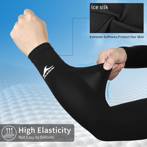 Achiou Cooling Ice Silk Arm Sleeves, Summer UV Sun Protection Compression Sleeves UPF 50+ for Women Volleyball Youth Sports in Kuwait