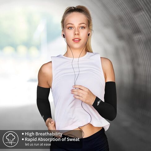 Achiou Cooling Ice Silk Arm Sleeves, Summer UV Sun Protection Compression Sleeves UPF 50+ for Women Volleyball Youth Sports in Kuwait