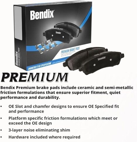 Bendix Premium SBC749 Ceramic Front Brake Pads for Avanti II 2004-2001, Chevrolet Camaro 2002-1998, Pontiac Firebird 2002-1998 in Kuwait
