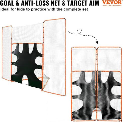 هدف لاكروس 3 في 1 من VEVOR مع حاجز خلفي وهدف، شبكة لاكروس مقاس 12 × 9 بوصة، معدات لاكروس ريبوندر بإطار فولاذي في الفناء الخلفي، شبكة تدريب سريعة وسهلة الإعداد، مثالية لتدريب الشباب البالغين، برتقالي in Saudi Arabia