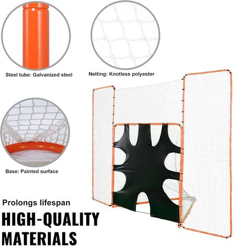 هدف لاكروس 3 في 1 من VEVOR مع حاجز خلفي وهدف، شبكة لاكروس مقاس 12 × 9 بوصة، معدات لاكروس ريبوندر بإطار فولاذي في الفناء الخلفي، شبكة تدريب سريعة وسهلة الإعداد، مثالية لتدريب الشباب البالغين، برتقالي in Saudi Arabia
