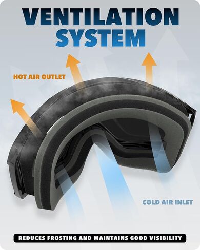 findway OTG Ski Goggles - Over Glasses Snow Snowboard Goggles for Men Women Adult & Youth - Anti-Fog 100% UV Protection in Kuwait