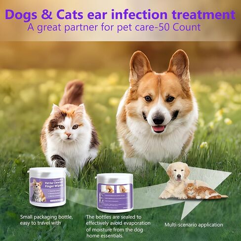Pet Dental Finger Wipes for Cats, Dog Dental Wipes for Dog Tooth Pet Dental Finger Wipes for Dogs & Cats, Dog Teeth Cleaning Wipes for Reduces Plaque & Freshens Breath, 50 Counts in Saudi Arabia