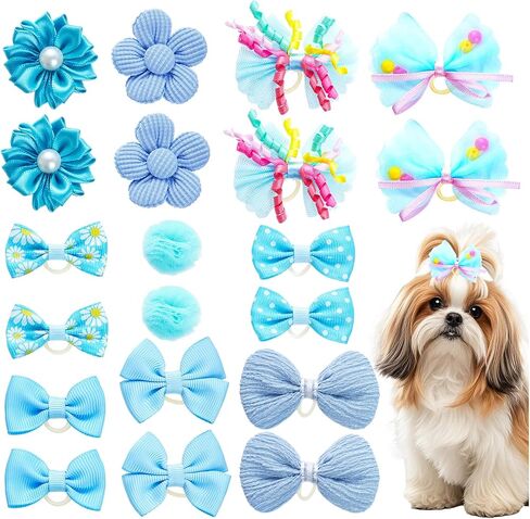 choyaxo 20pcs Pink Dog Bows Dog Bow with Rubber Bands Puppy Hair Bows Mix Style Flower Bow for Dog Cat in Saudi Arabia